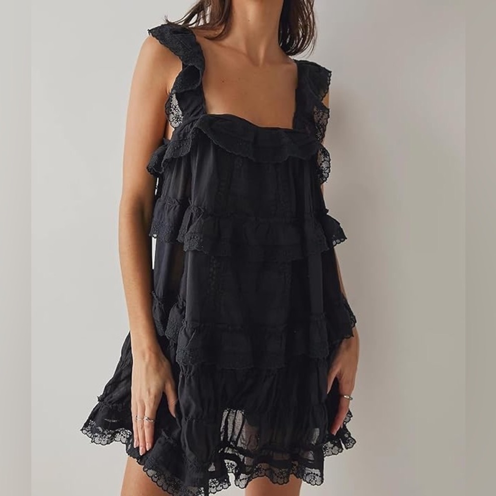 Chic Black Ruffle Backless Dress - image 4